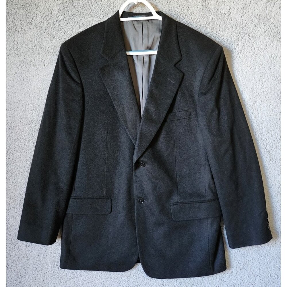 Macy's Alfani Size 40 R 100% Cashmere 2 Button Black Suit Jacket Sport Coat Soft